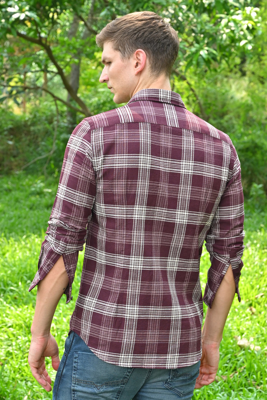 Goldie - Cotton Check Shirt - Maroon