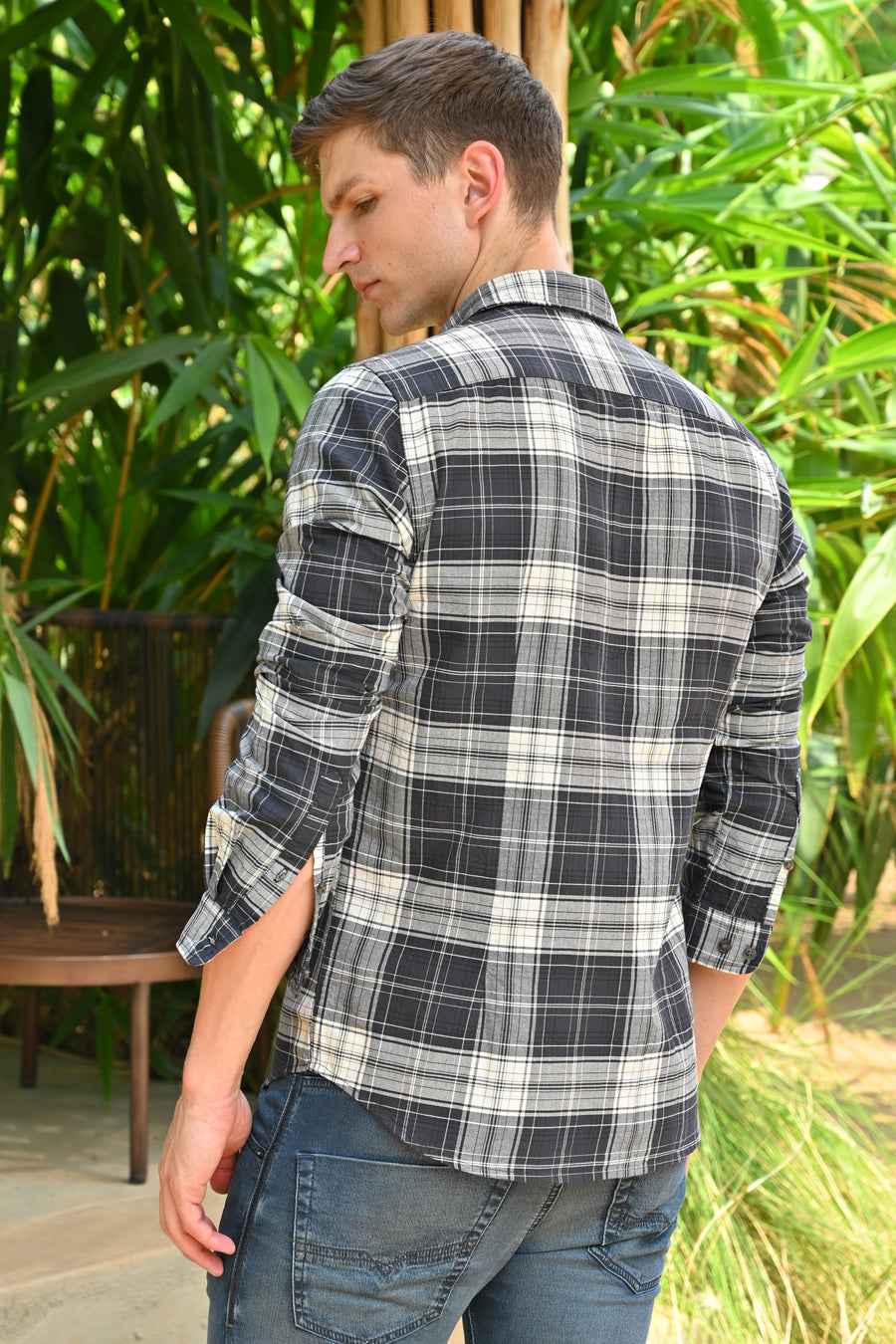 Brooklyn - Pure Cotton Check Shirt - Grey