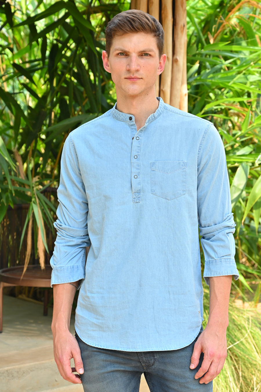 Asia - Denim Kurta Shirt - Sky