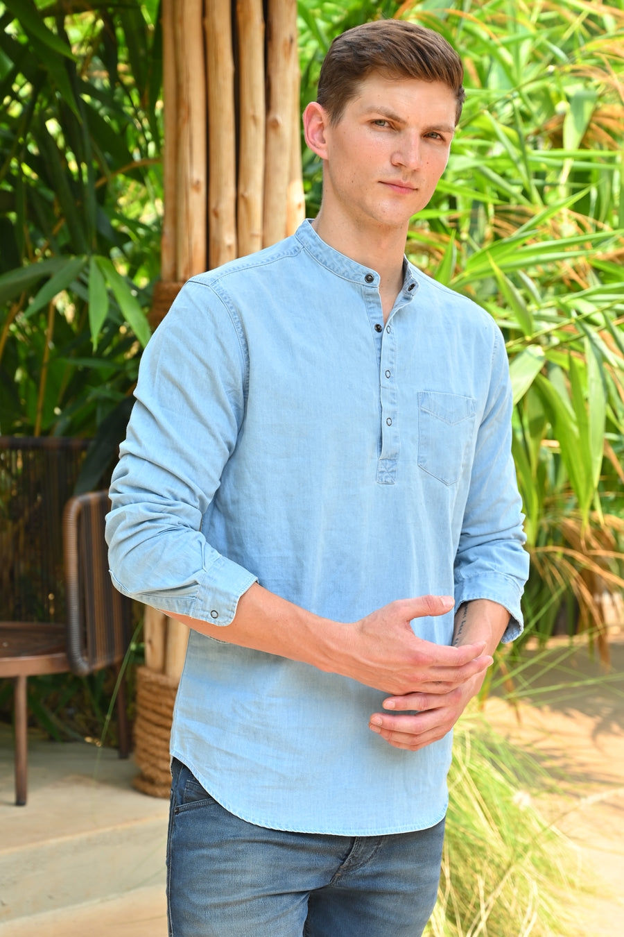 Asia - Denim Kurta Shirt - Sky