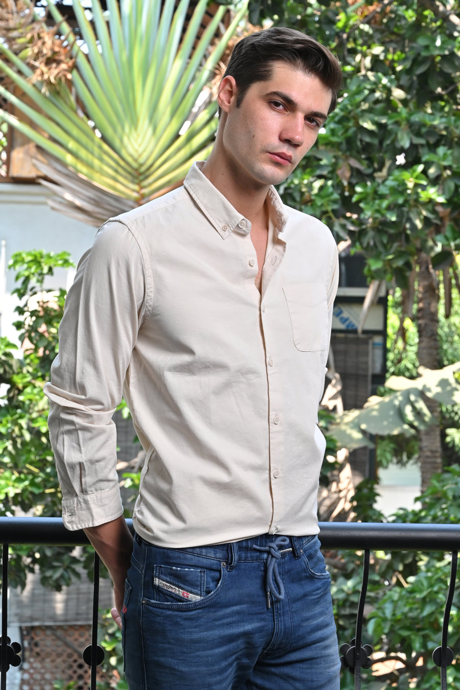 Flynn - Fine Cotton Twill Shirt - Cream