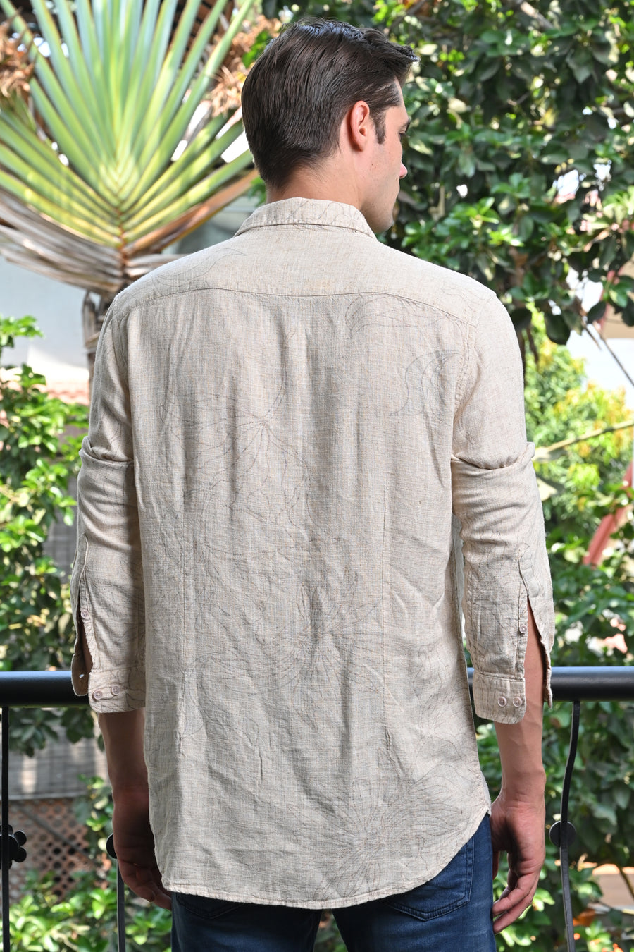 Wharton - Viscose Linen Printed Shirt - Natural