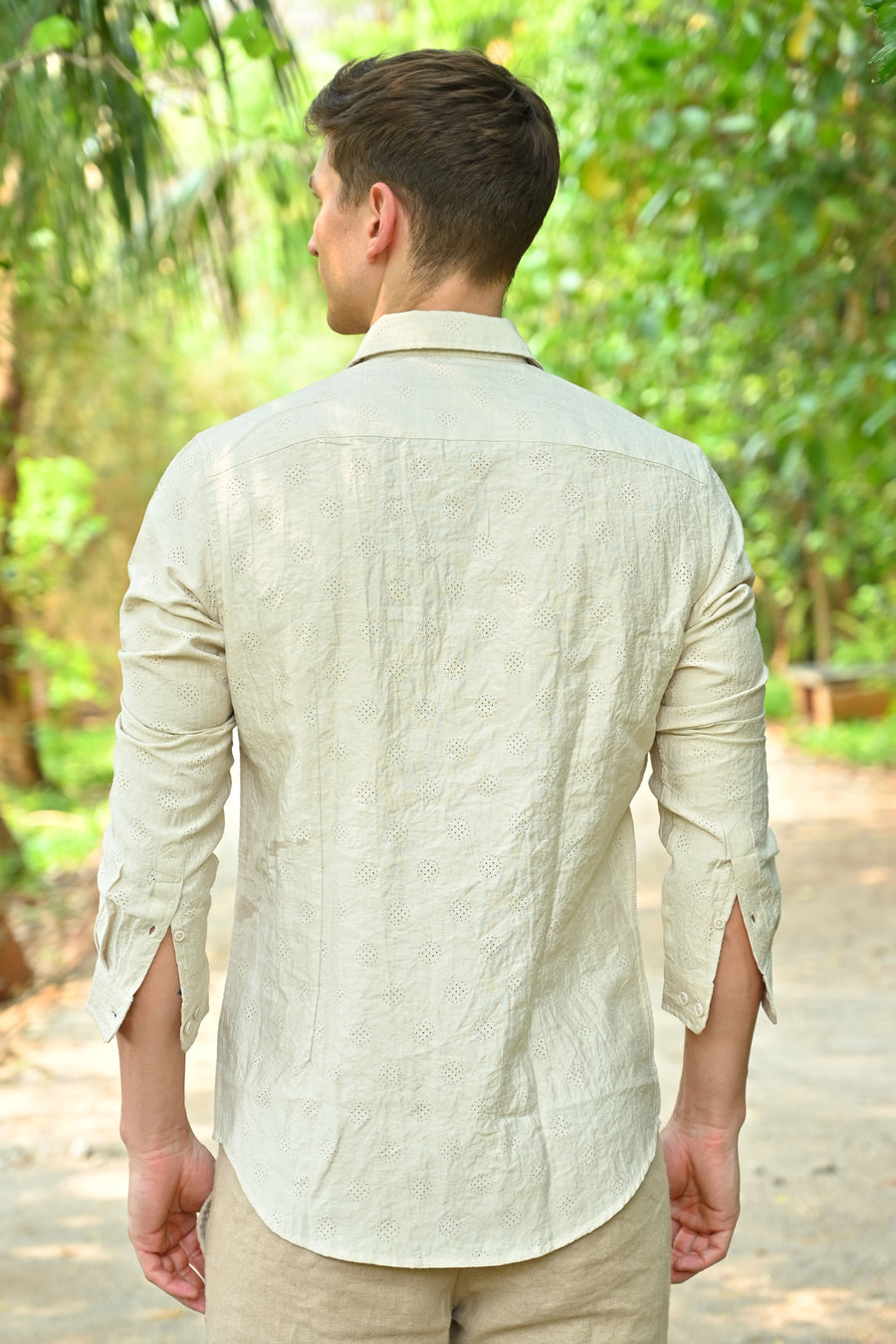 Ashly - Cotton Blend Crotchet Shirt - Beige