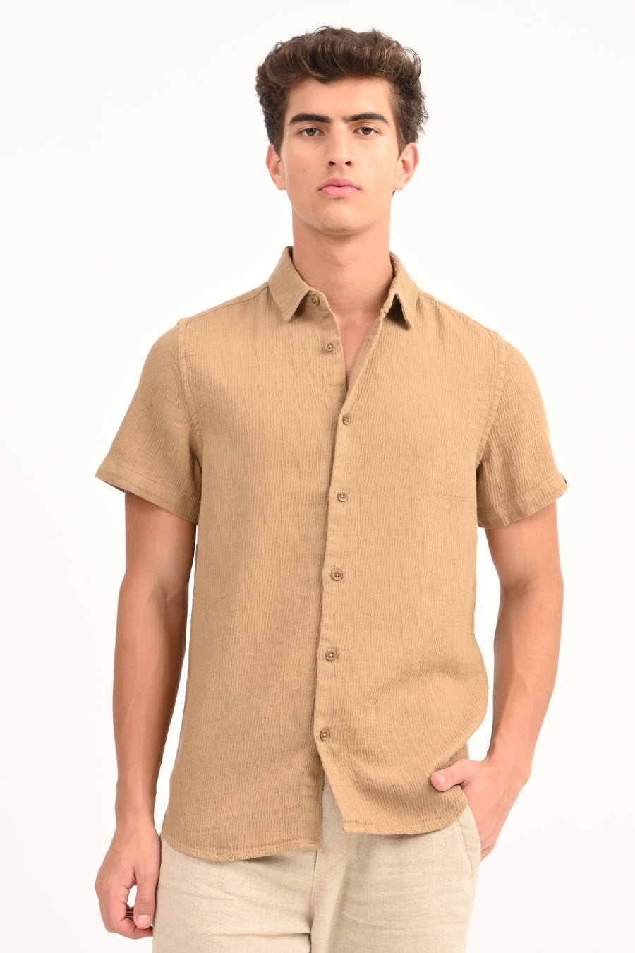 Wendy - Structured Solid Shirt - Mustard