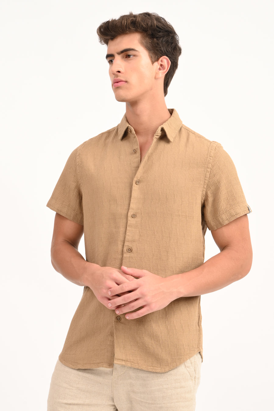 Wendy - Structured Solid Shirt - Mustard