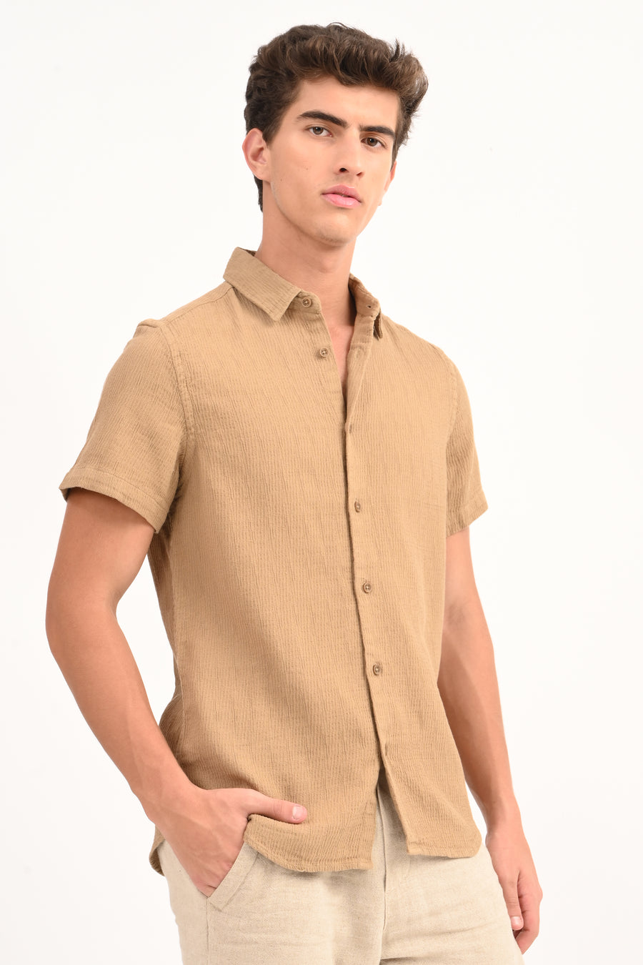 Wendy - Structured Solid Shirt - Mustard