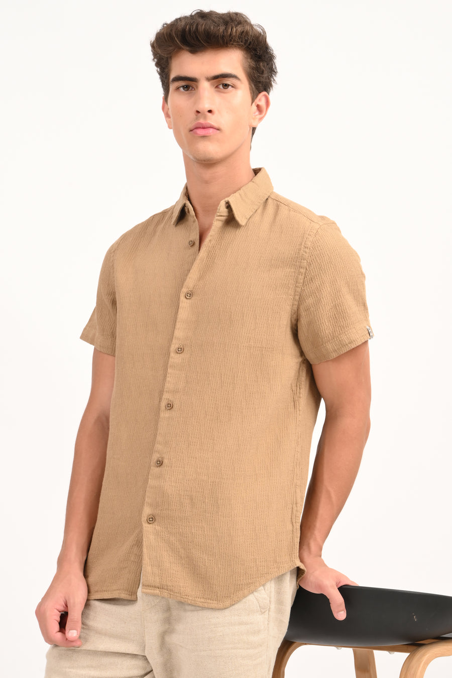 Wendy - Structured Solid Shirt - Mustard