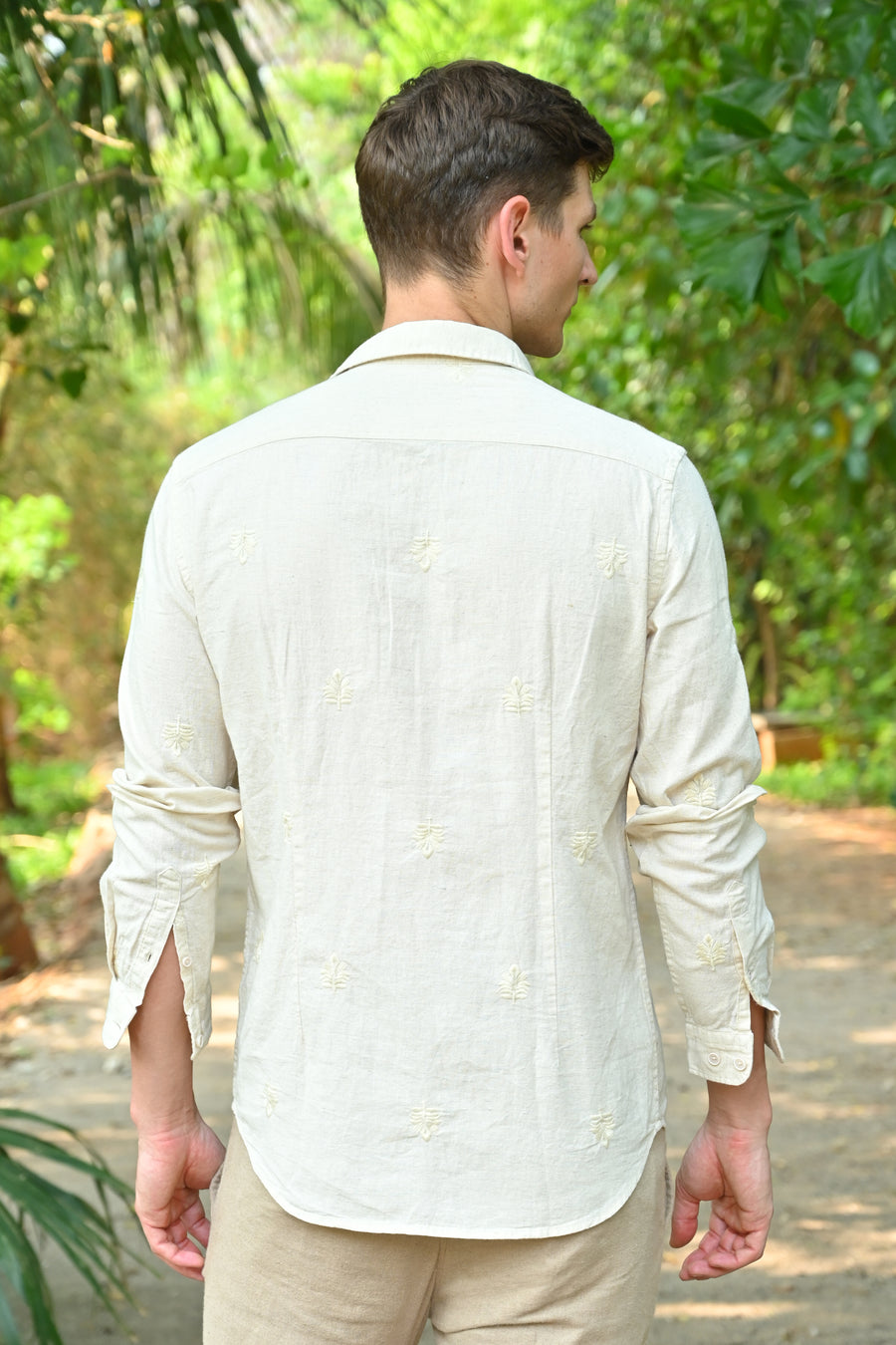 Viva - Linen Embroidered Shirt - Beige