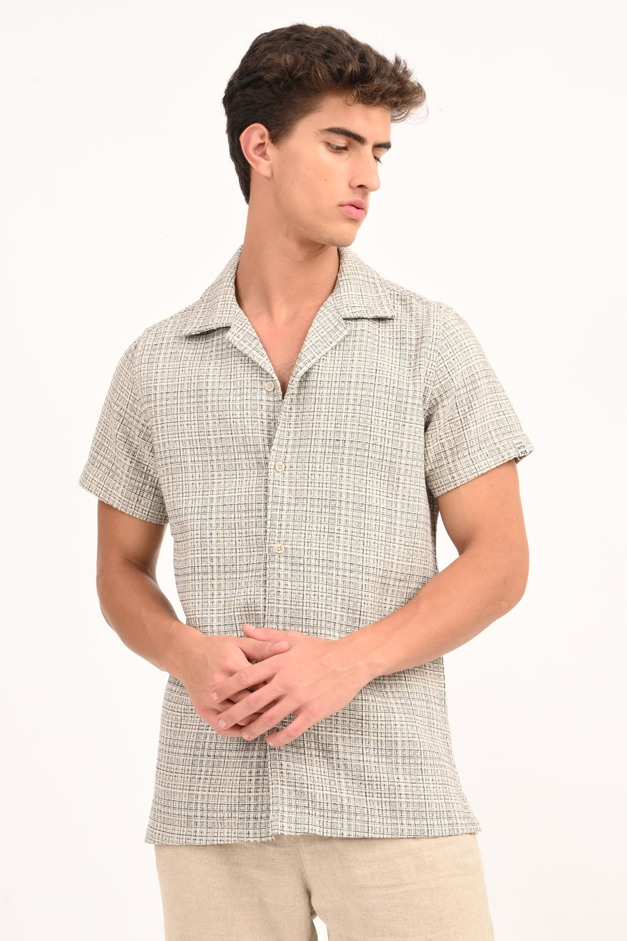Stephen - Summer Textured Check Shirt - Black
