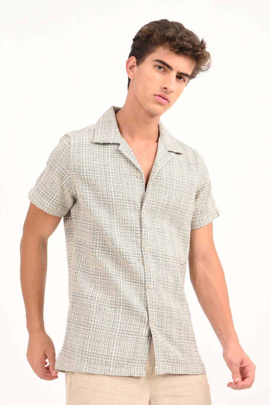 Stephen - Summer Textured Check Shirt - Black