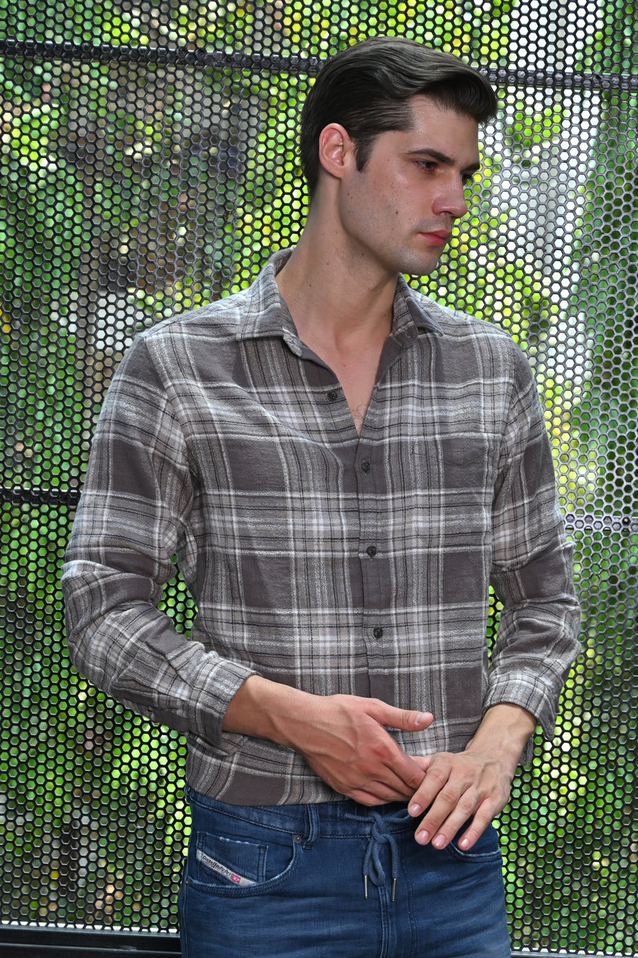 Harvy - Cotton Check Shirt - Brown