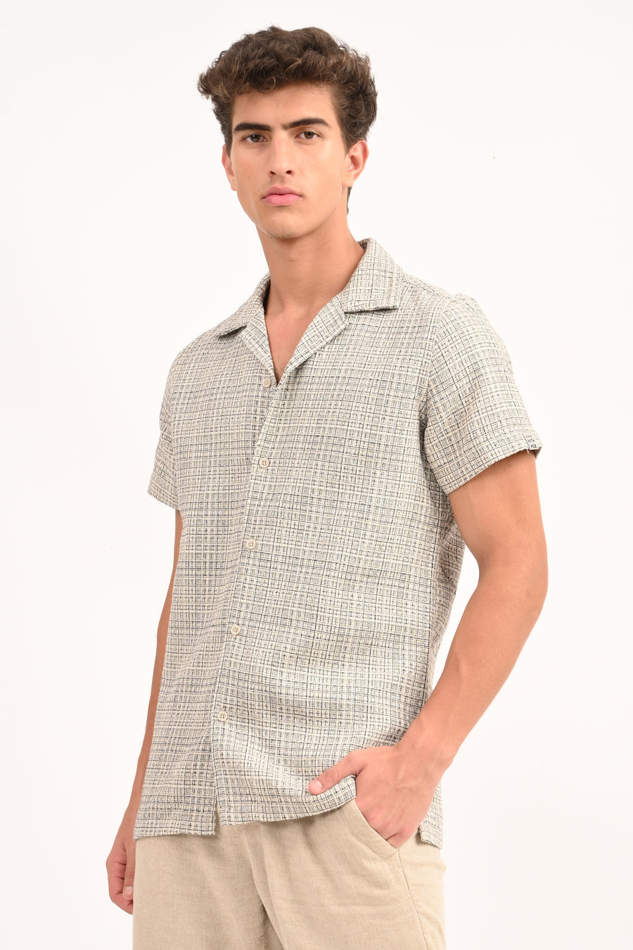 Stephen - Summer Textured Check Shirt - Black