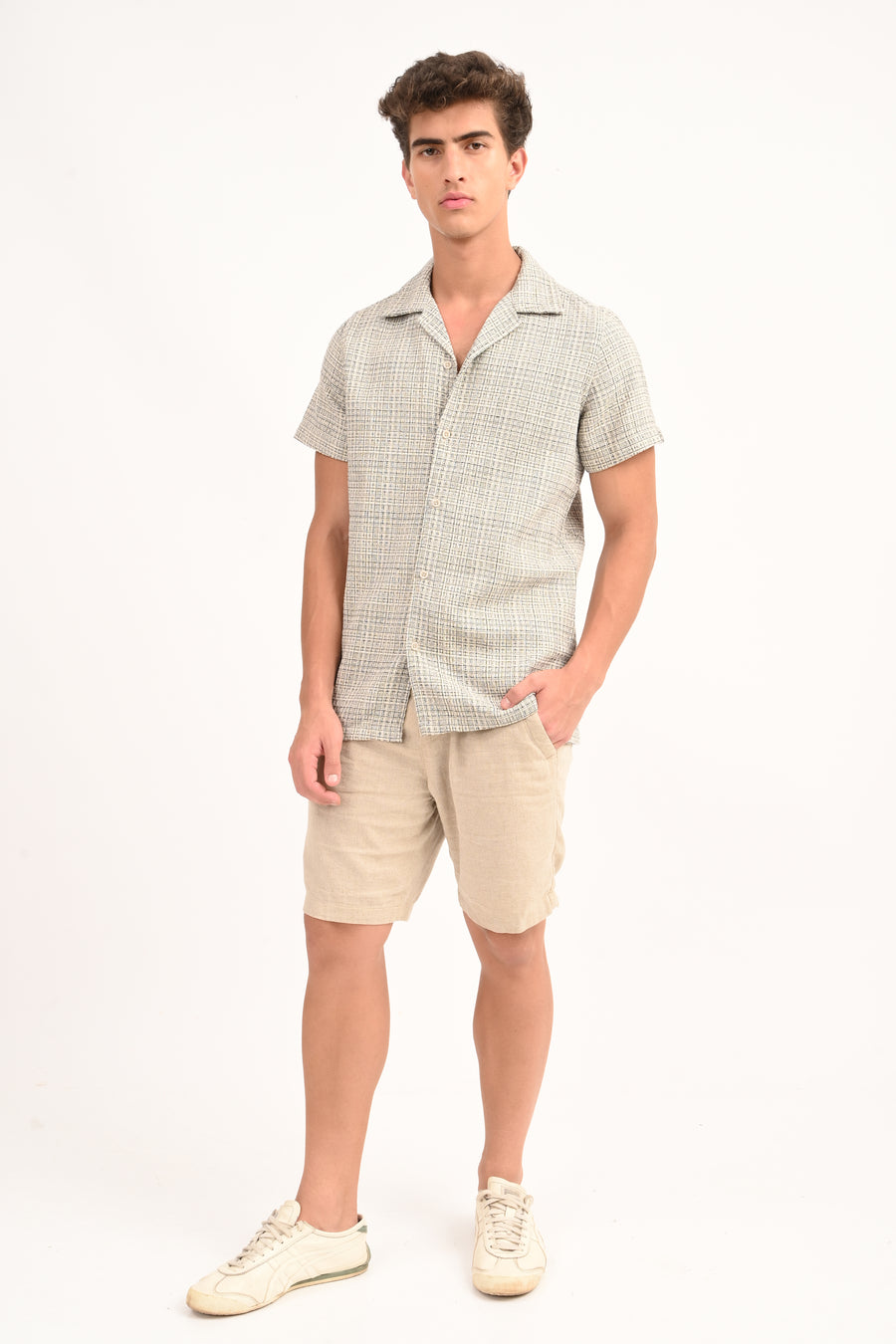 Stephen - Summer Textured Check Shirt - Black