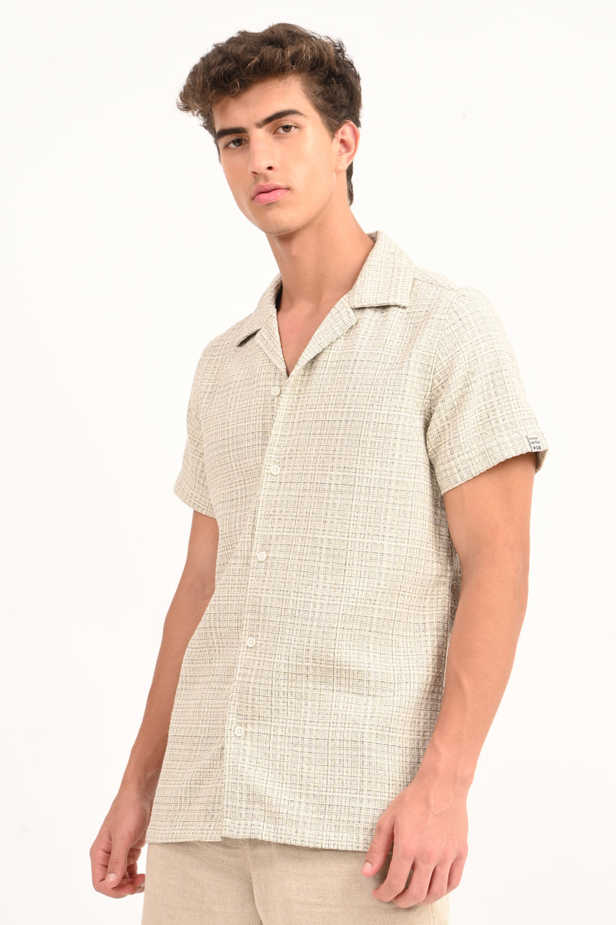 Stephen - Summer Textured Check Shirt - Green