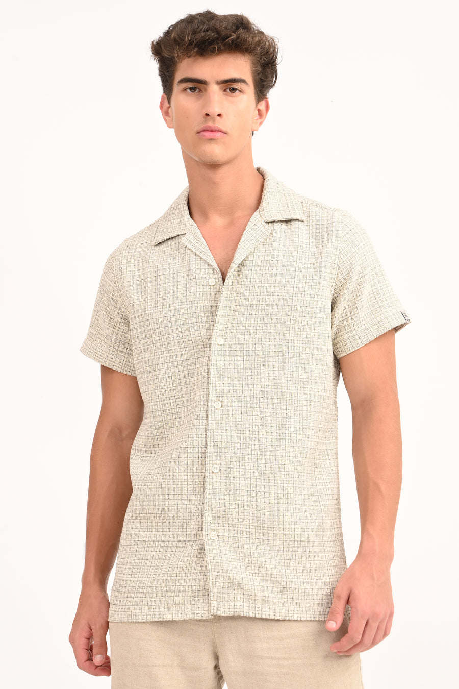 Stephen - Summer Textured Check Shirt - Green