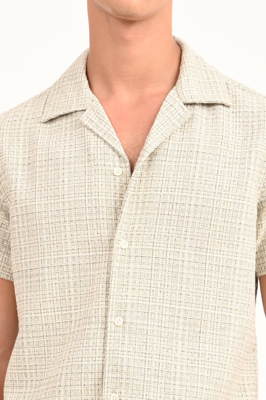 Stephen - Summer Textured Check Shirt - Green