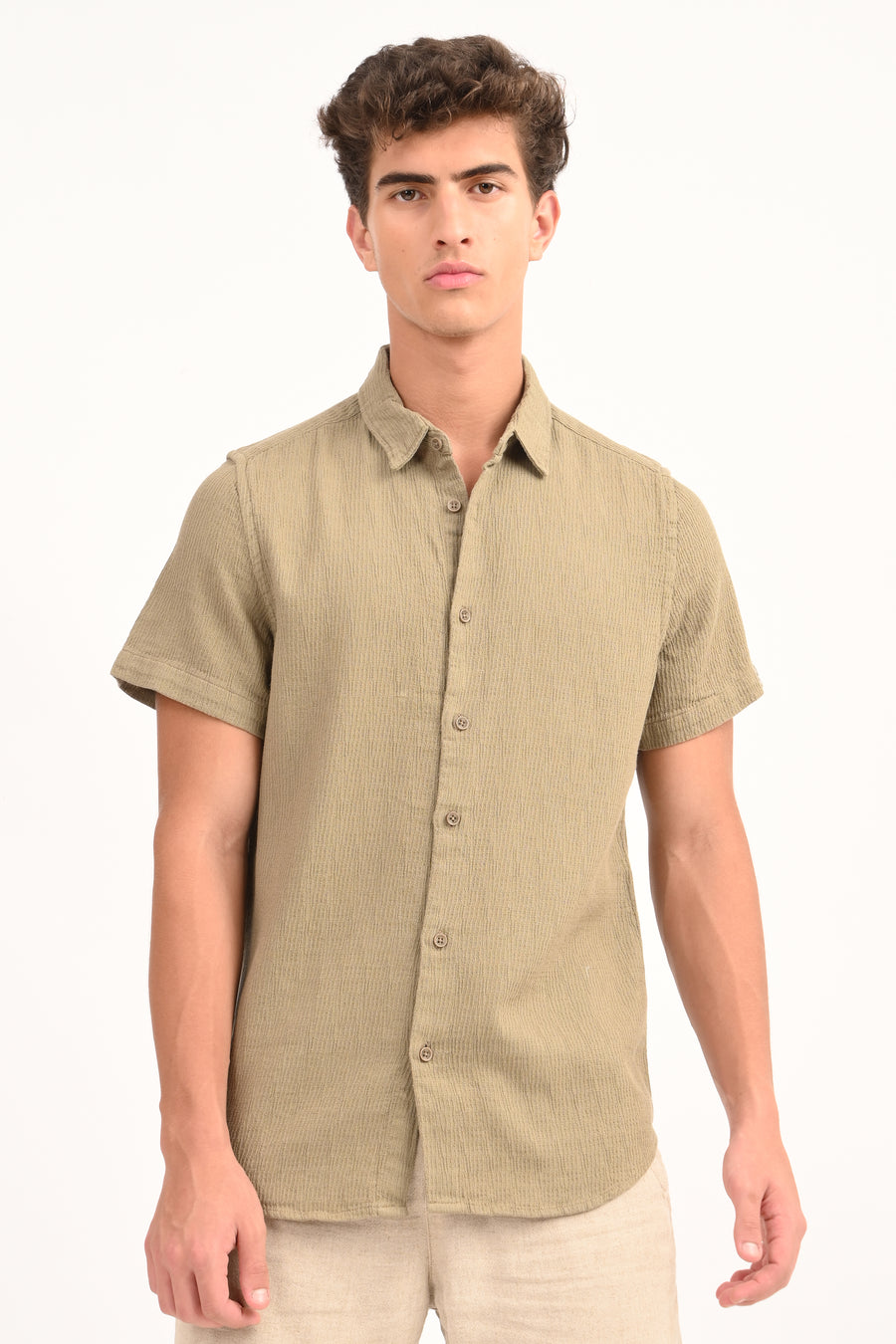 Wendy - Structured Solid Shirt - Pista