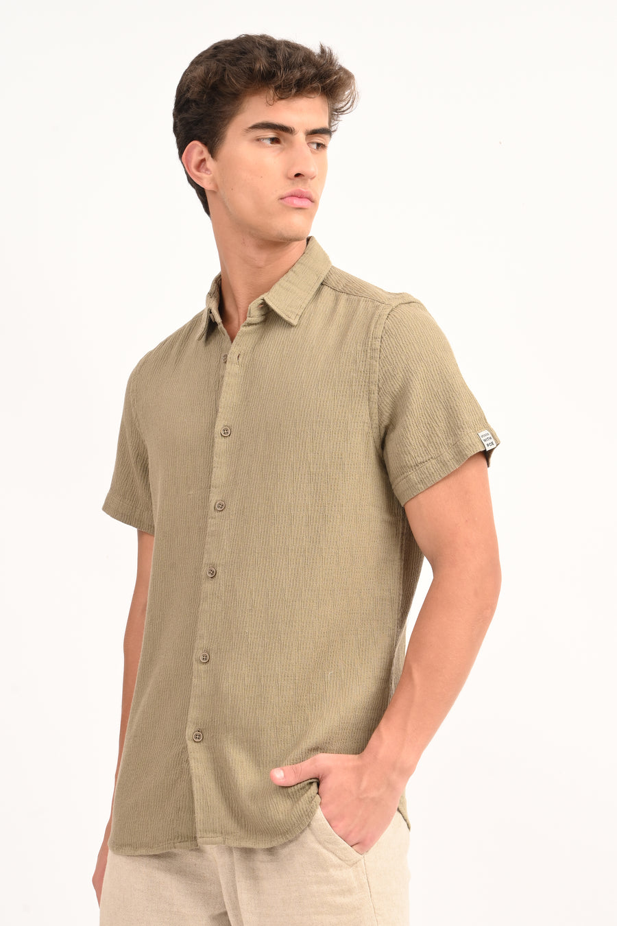 Wendy - Structured Solid Shirt - Pista