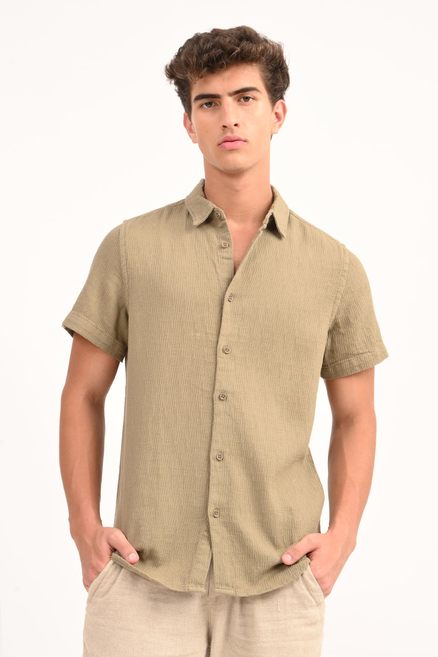 Wendy - Structured Solid Shirt - Pista