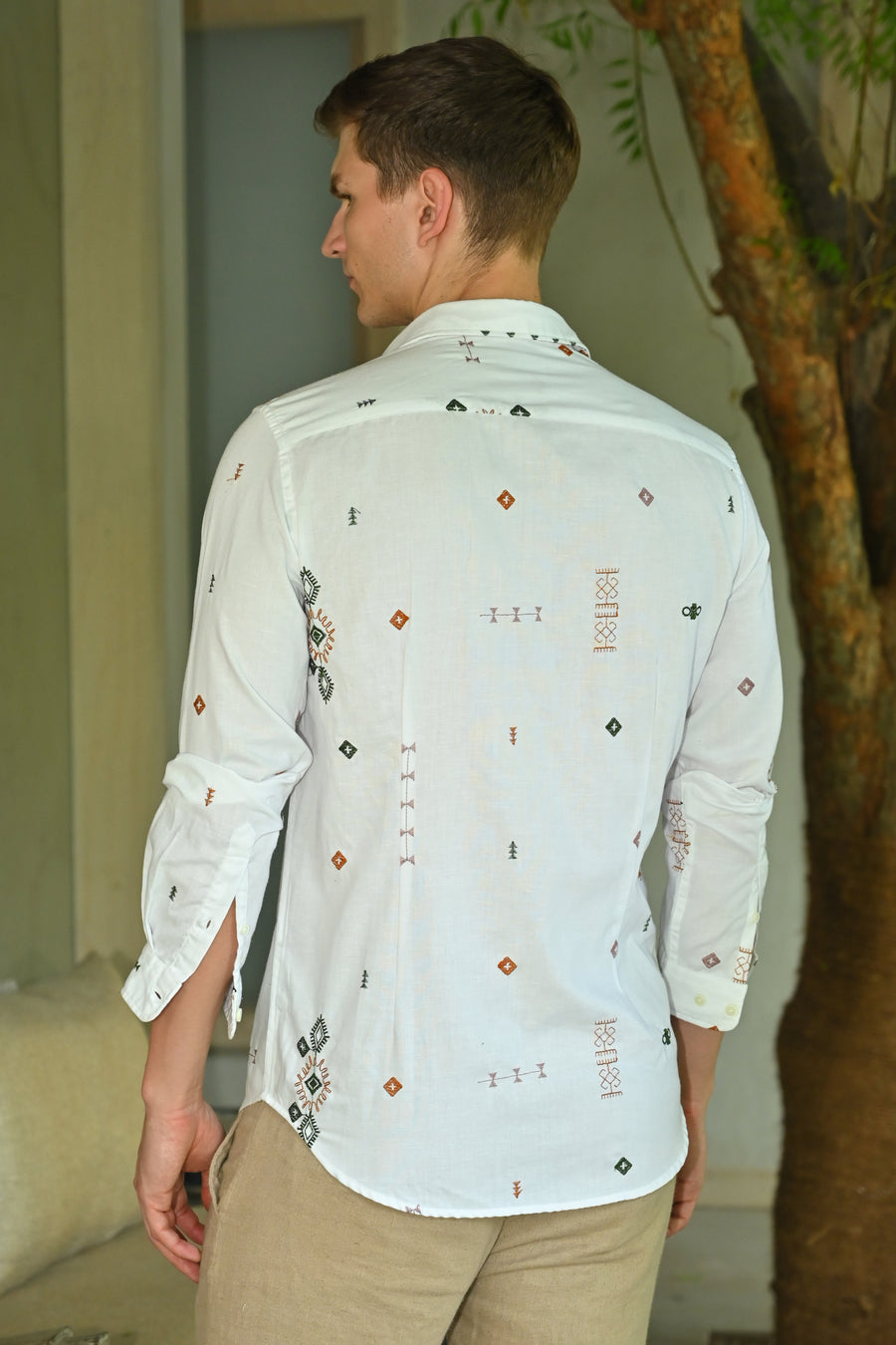 Algar - Abstract Embroidered Shirt - White