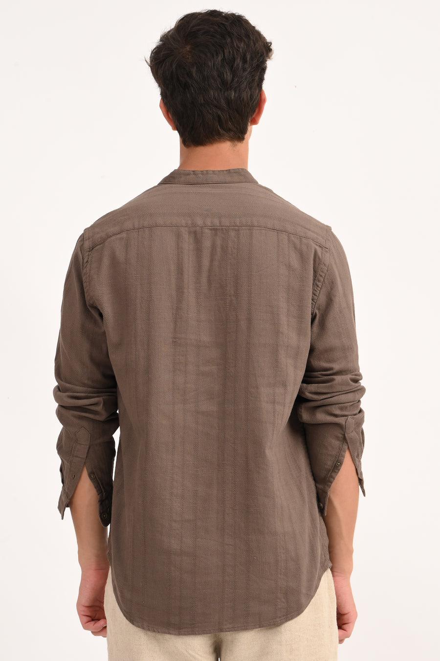 Chandler - Dobby Striped Shirt - Brown