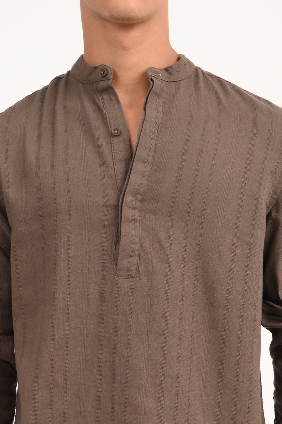Chandler - Dobby Striped Shirt - Brown
