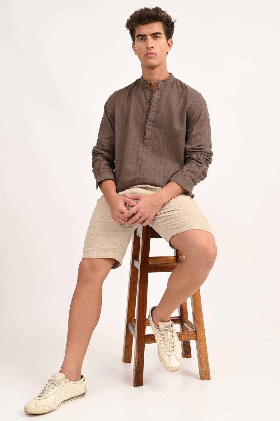 Chandler - Dobby Striped Shirt - Brown