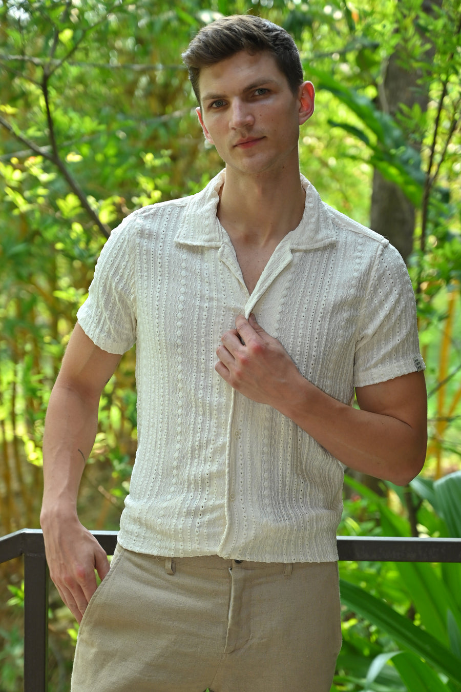 Crew - Viscose Crotchet Shirt - Off White