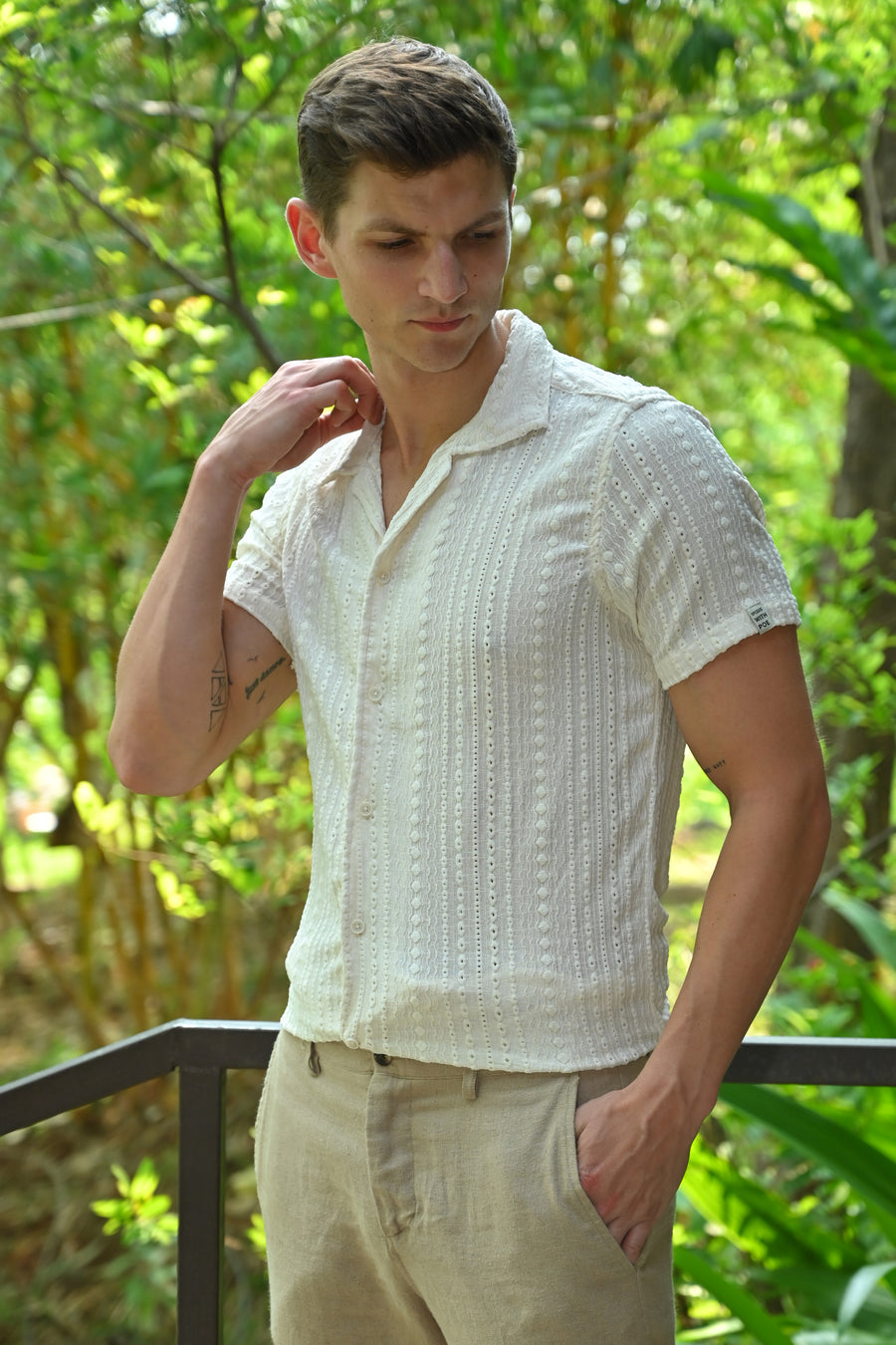 Crew - Viscose Crotchet Shirt - Off White