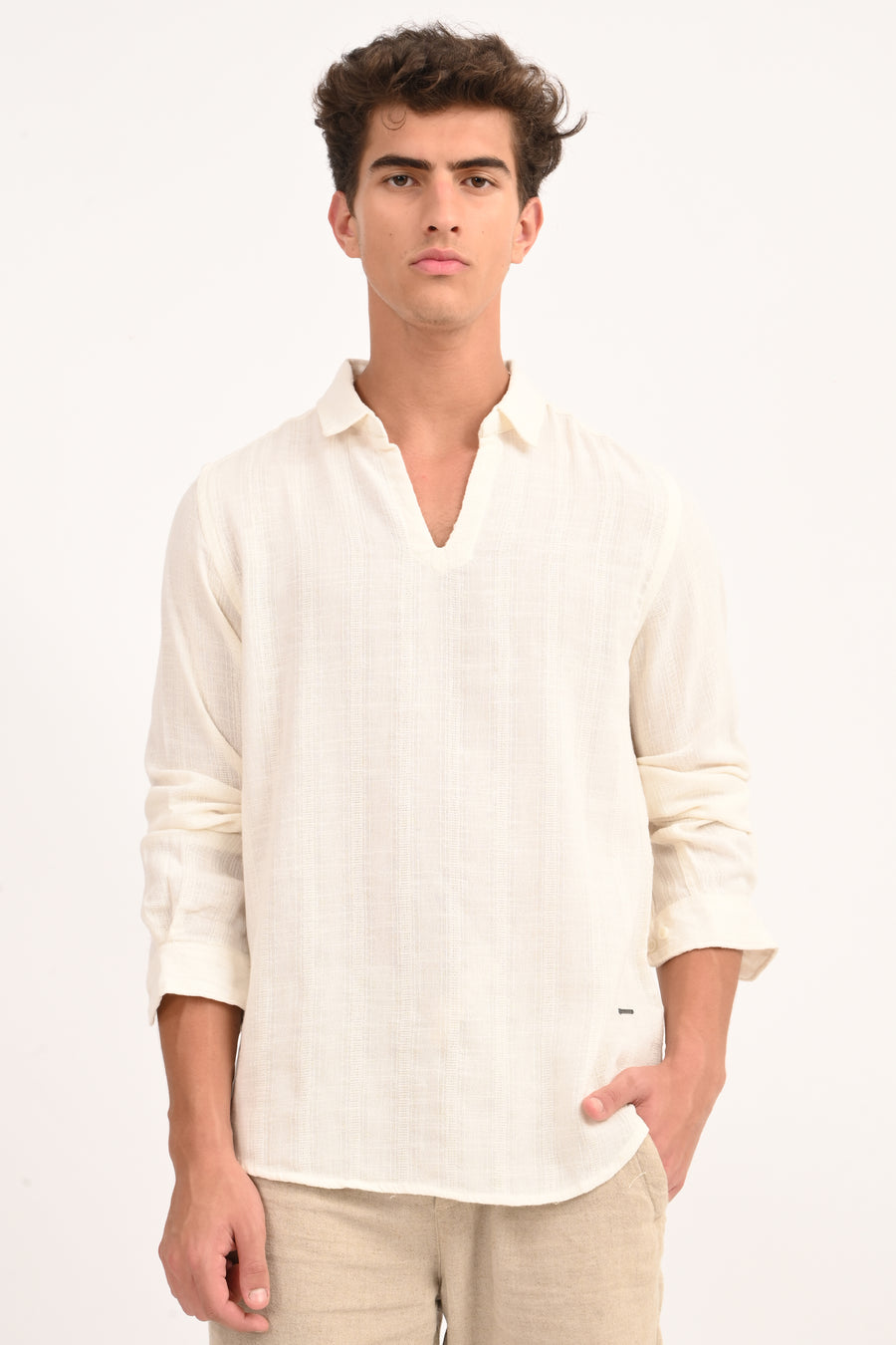 Lyric - Cotton Lino Dobby Shirt - Off White