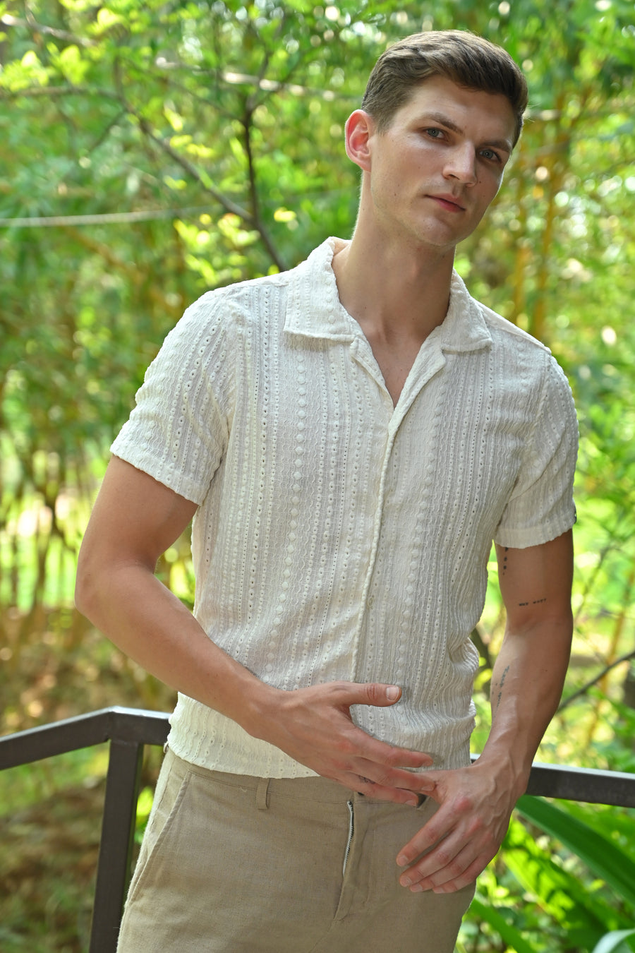 Crew - Viscose Crotchet Shirt - Off White