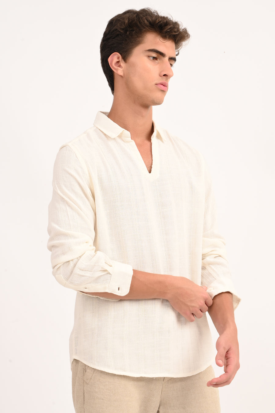 Lyric - Cotton Lino Dobby Shirt - Off White