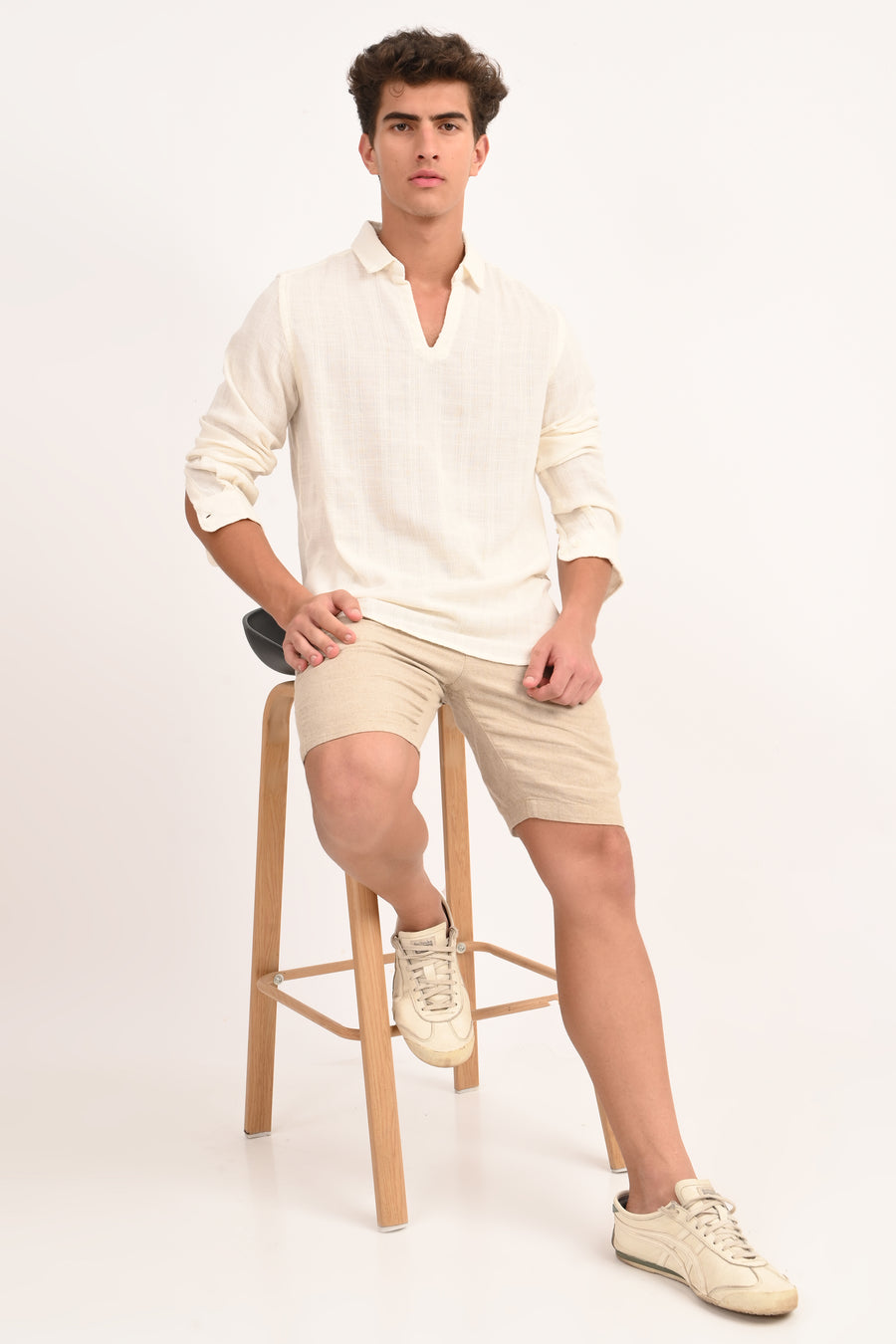 Lyric - Cotton Lino Dobby Shirt - Off White