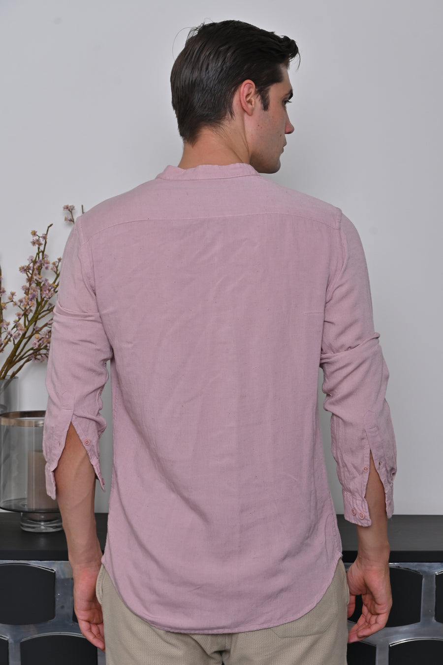 Jenny - Viscose Linen Solid Shirt - Peach