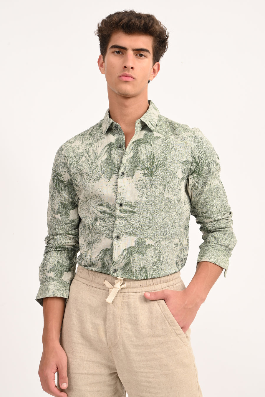 Peak - Cotton Printed Shirt - Green