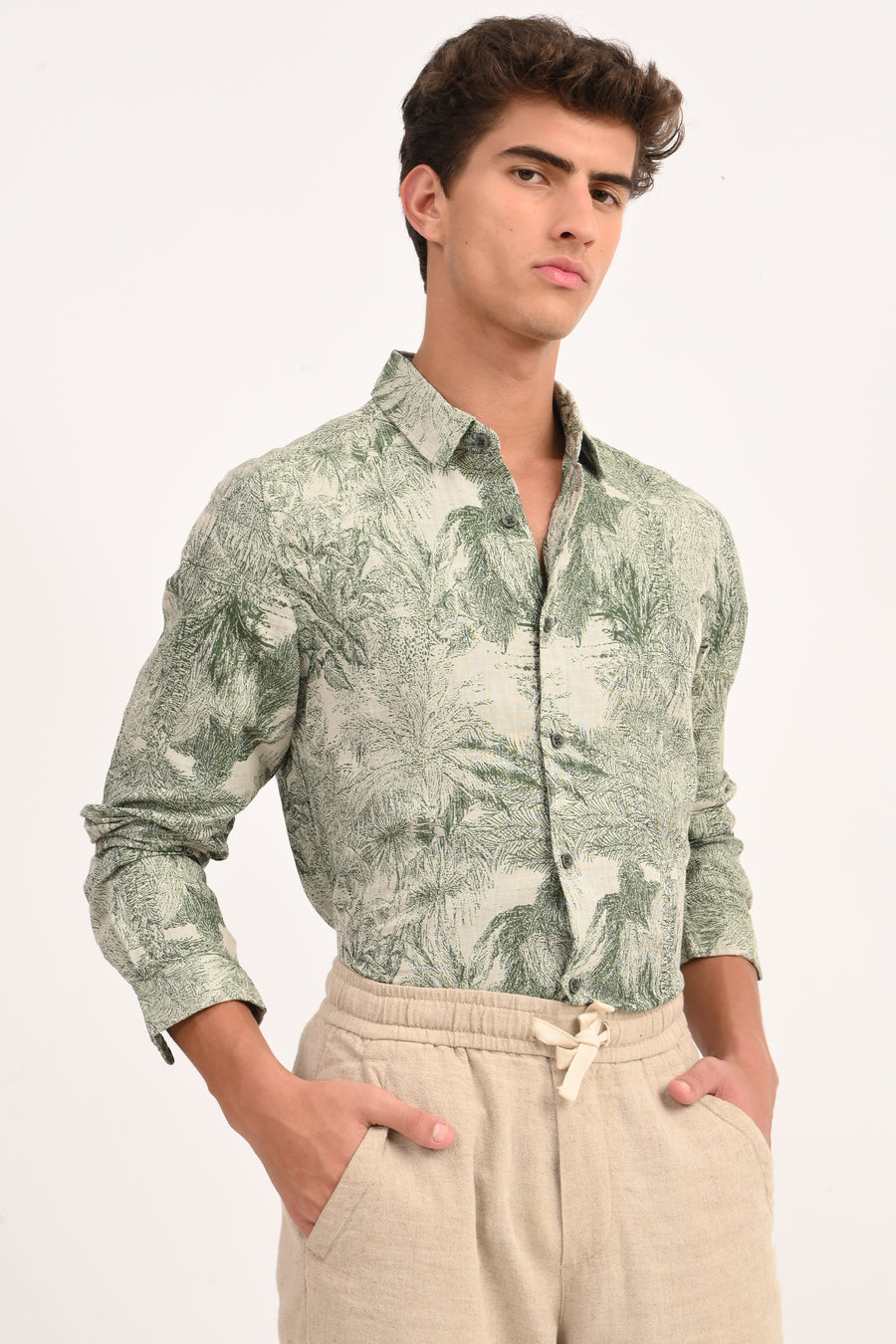 Peak - Cotton Printed Shirt - Green