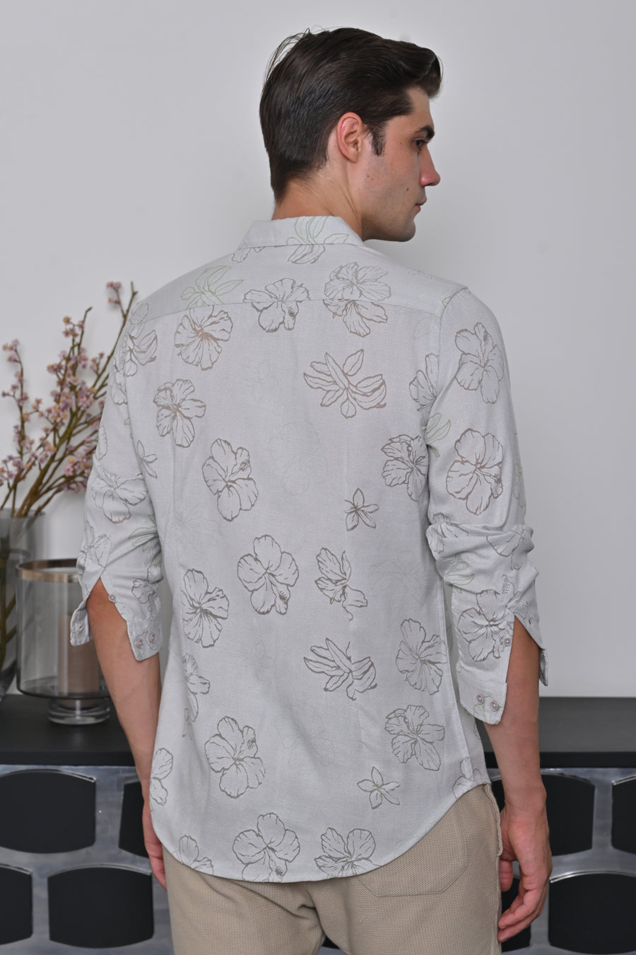 Anri - Floral Brasso Printed Shirt - Grey