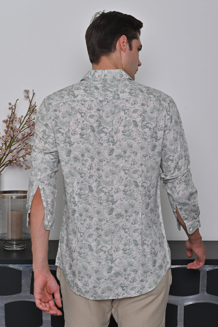 Piper - Viscose Linen Printed Shirt - Green