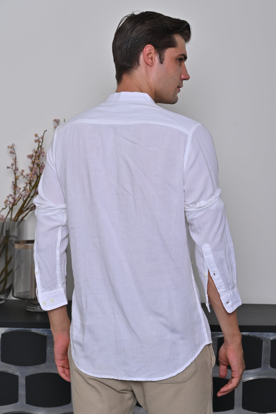 Jenny - Viscose Linen Solid Shirt - White