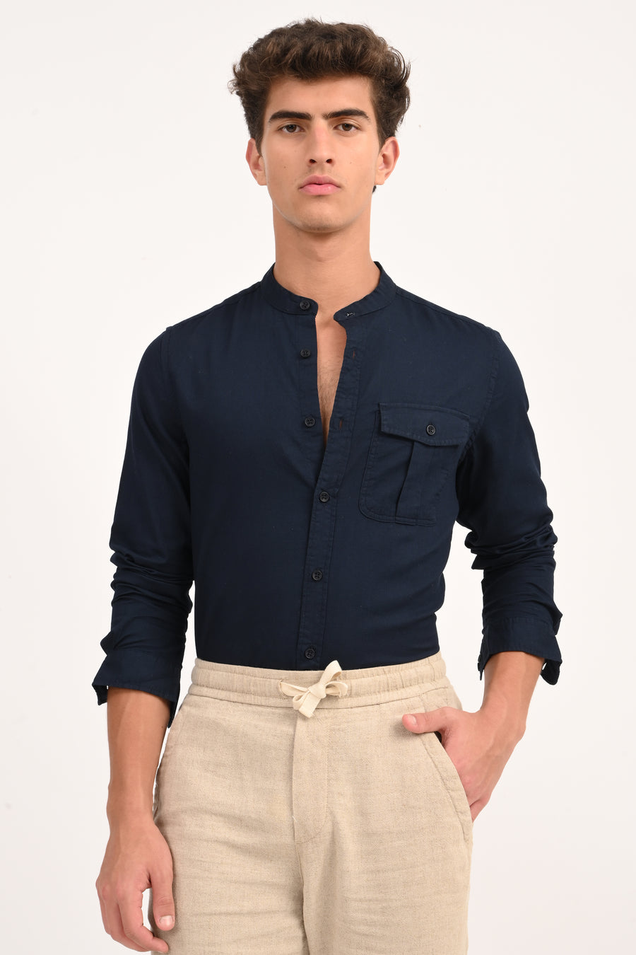 Fijian - Dyed Dobby Shirt - Navy