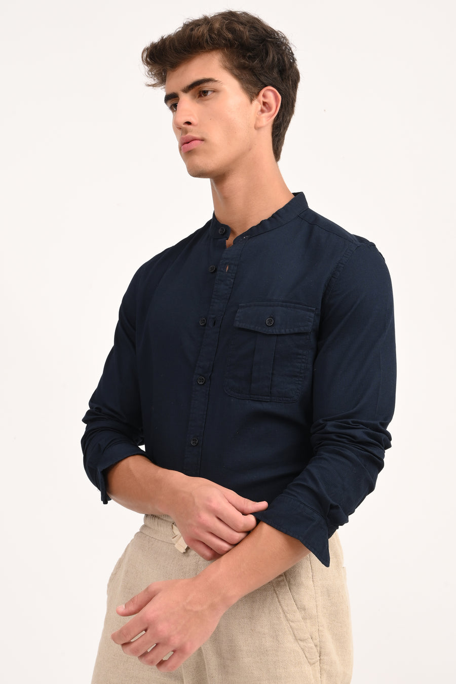 Fijian - Dyed Dobby Shirt - Navy