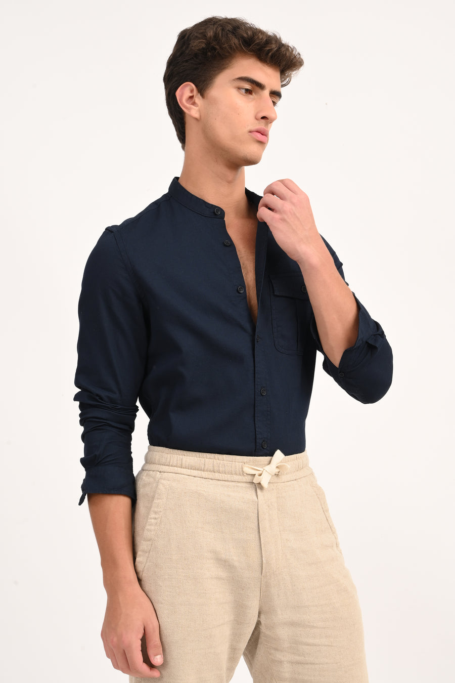 Fijian - Dyed Dobby Shirt - Navy