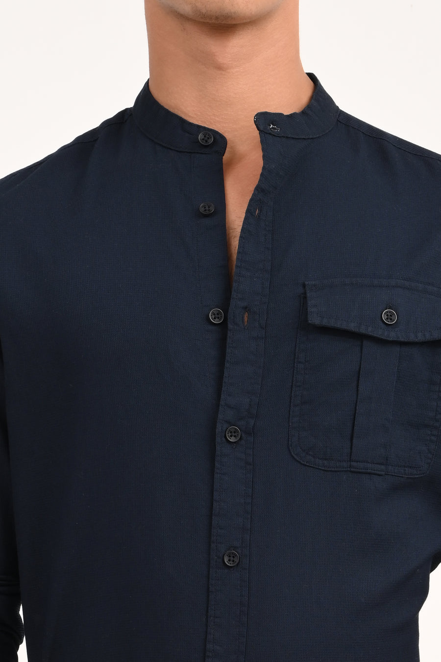 Fijian - Dyed Dobby Shirt - Navy
