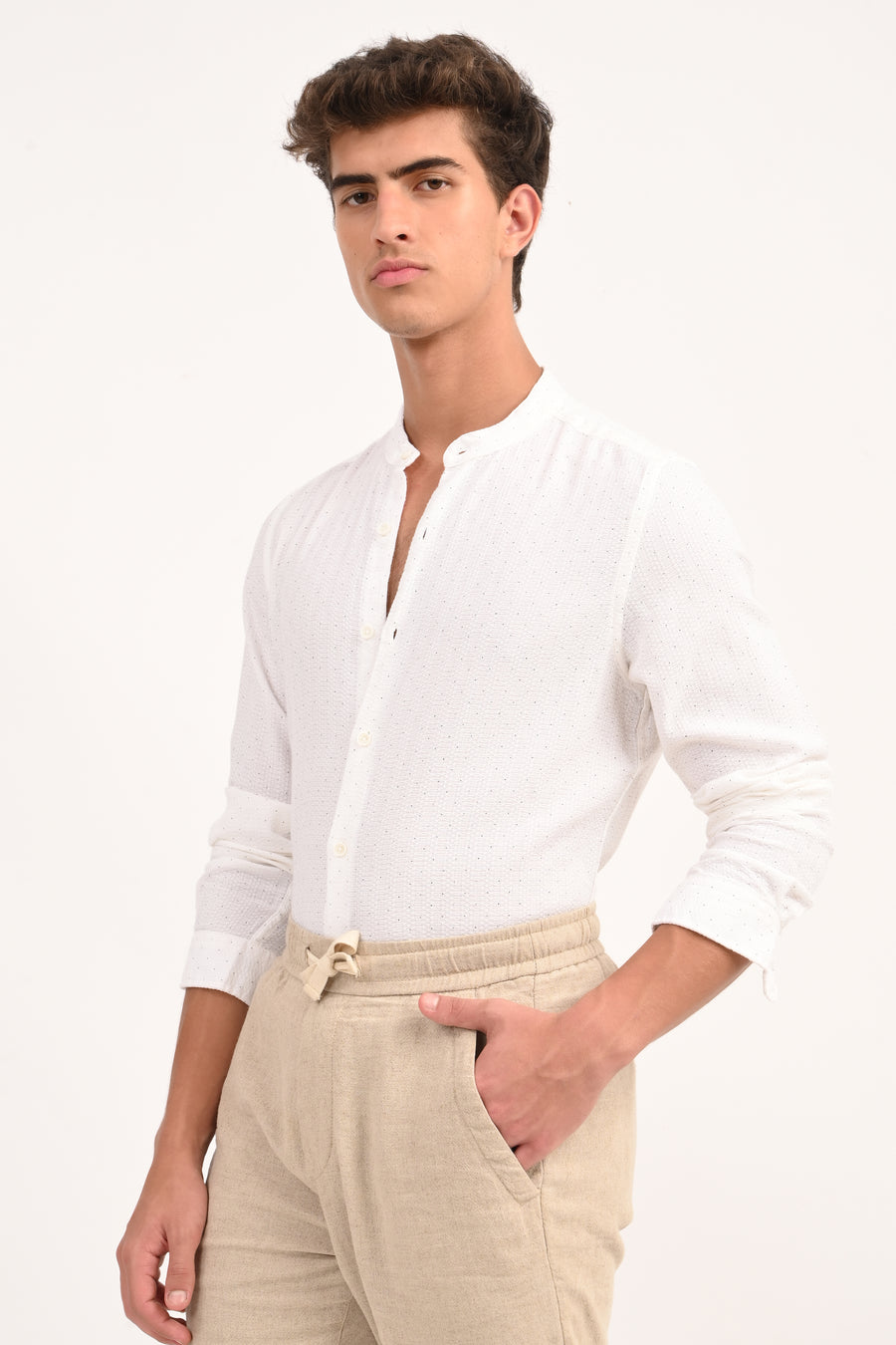 Edwin - Dobby Printed Shirt - White