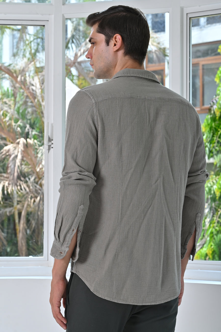 Drail - Waffle Dobby Solid Shirt - Grey