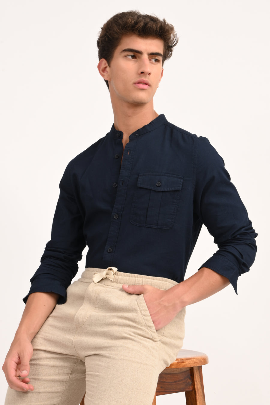 Fijian - Dyed Dobby Shirt - Navy