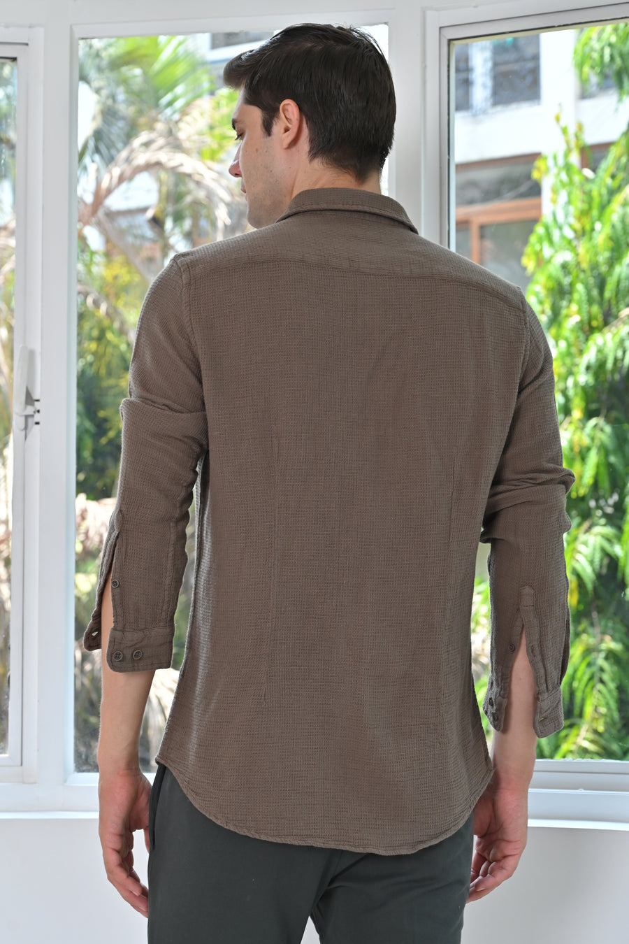 Drail - Waffle Dobby Solid Shirt - Cement
