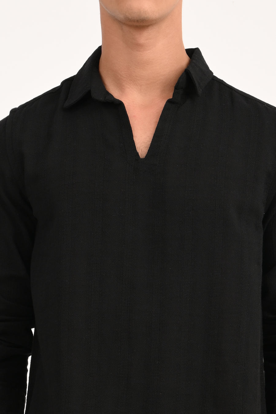 Lyric - Cotton Lino Dobby Shirt - Black