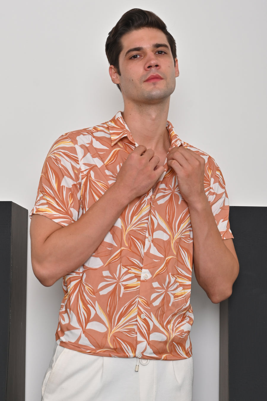 Anah - Viscose Printed Shirt - Orange