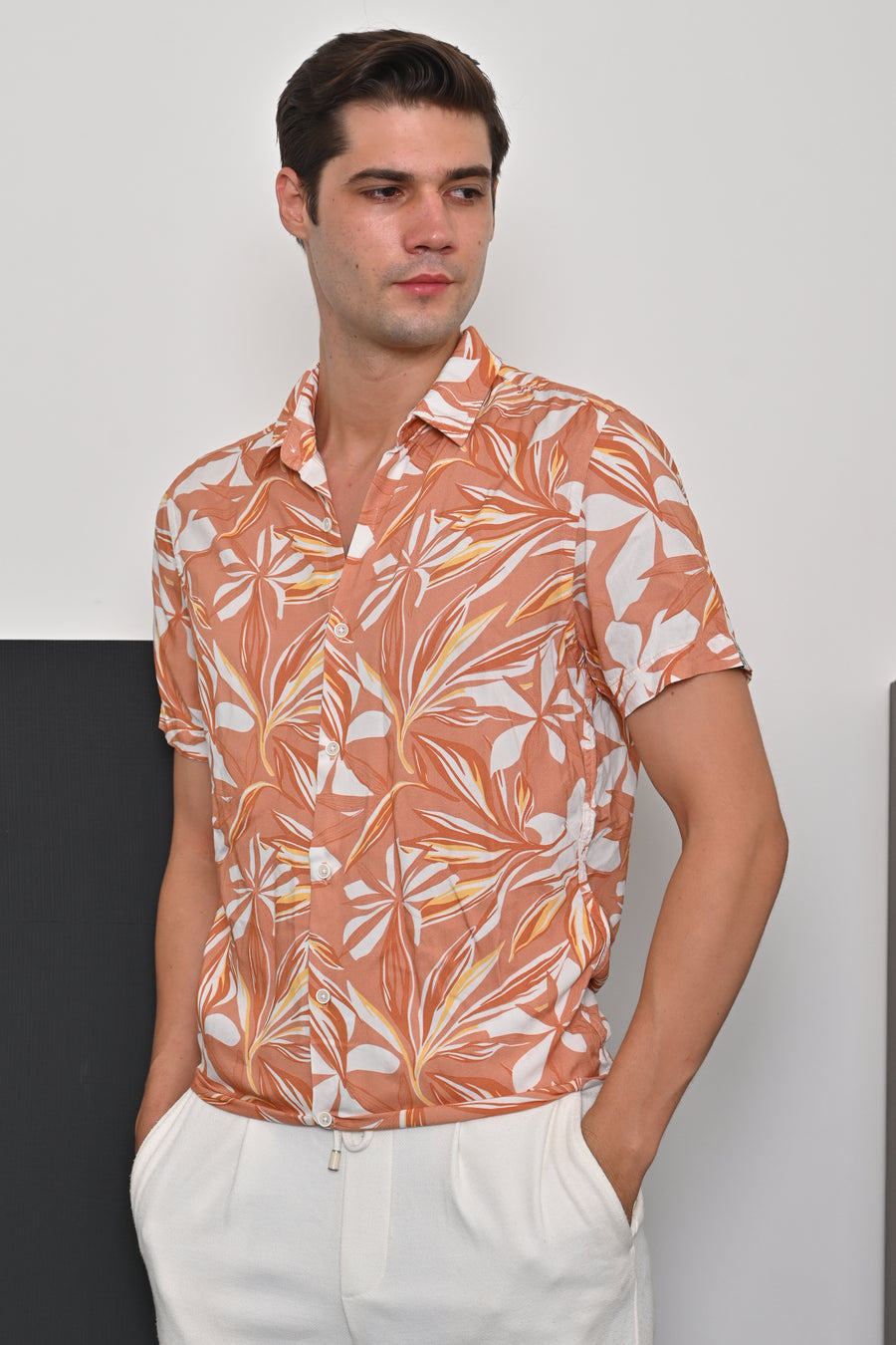 Anah - Viscose Printed Shirt - Orange